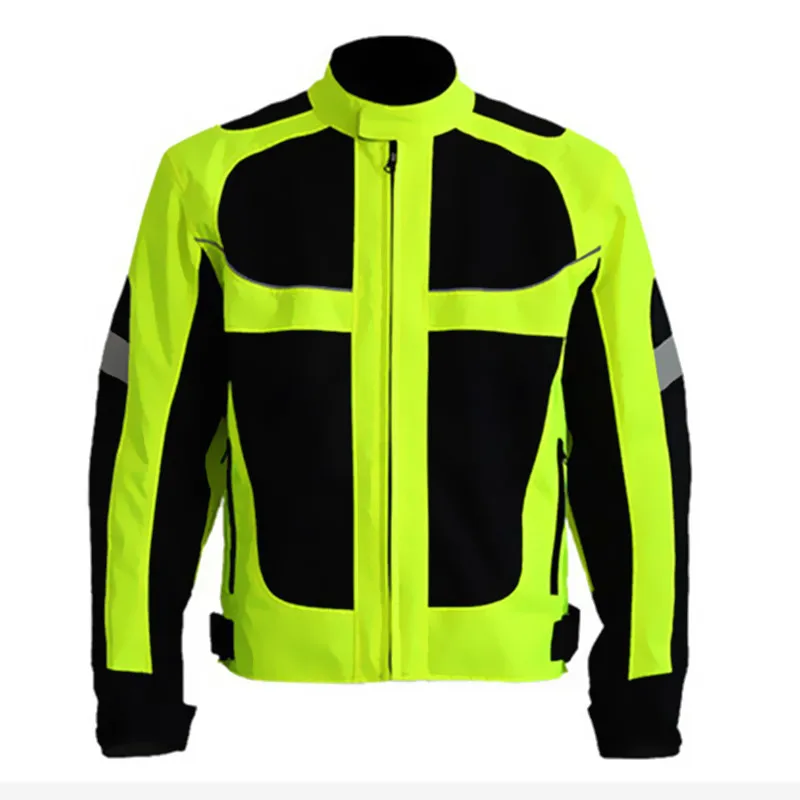 Men's Summer Motorcycle Jacket Off Road Auto Racing Motocross Protective Gear Reflective Safety Clothing - Fluorescent green |