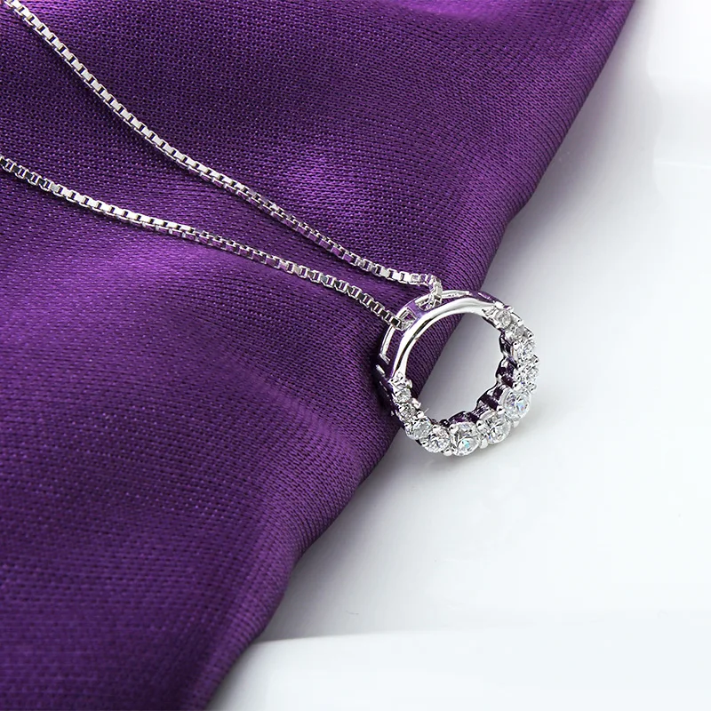 Newest Fashion Crystal Pave Hollow Design Round Shape Pendant Necklaces Pure 925 Silver Short Choker Wedding Jewelry | Украшения и