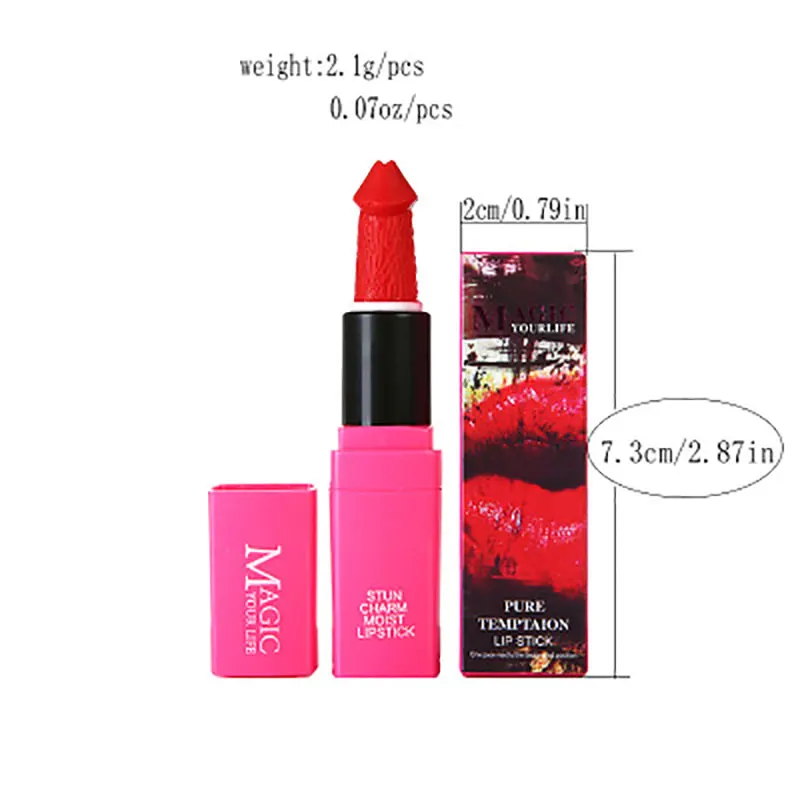 12 Colors Sexy Smooth Moisturizer matte lipstick Long Lasting red Lip waterproof Penis Shape Sex Mate| |