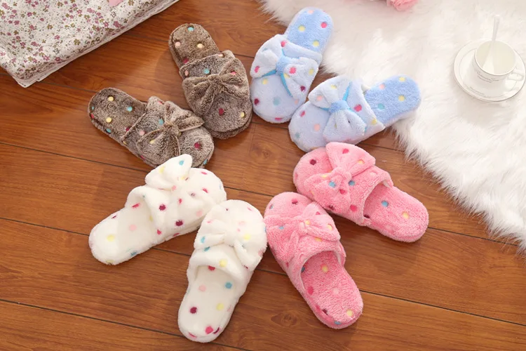 Домашние тапочки; Прямая поставка с фабрики; Pantufas; тапочки с большим бантом; женские зимние теплые тапочки из хлопчатобумажной ткани; домашняя обувь