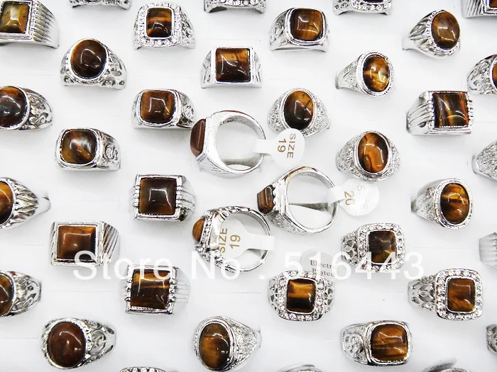 Винтажные 5 шт натуральные камни тигровый глаз Модные мужские кольца бижутерия