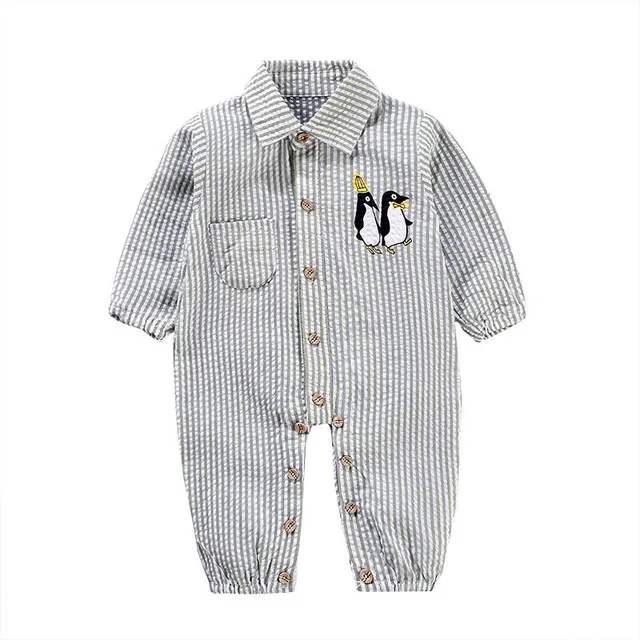 2019 комбинезон с лацканами в полоску для новорожденных девочек и мальчиков