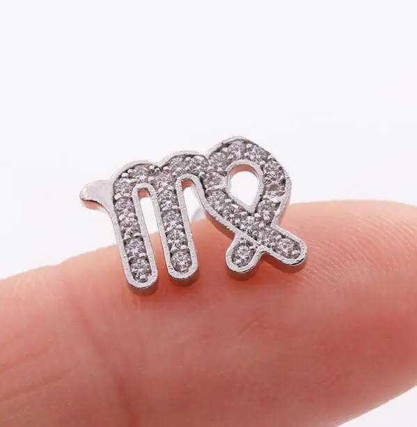 Sellsets, 1 шт., 16 г, сталь, 12 созвездий, CZ, сережка, спиральный для хряща, шпилька, для мужчин и женщин, Грач, серьги, пирсинг - Окраска металла: NO.6