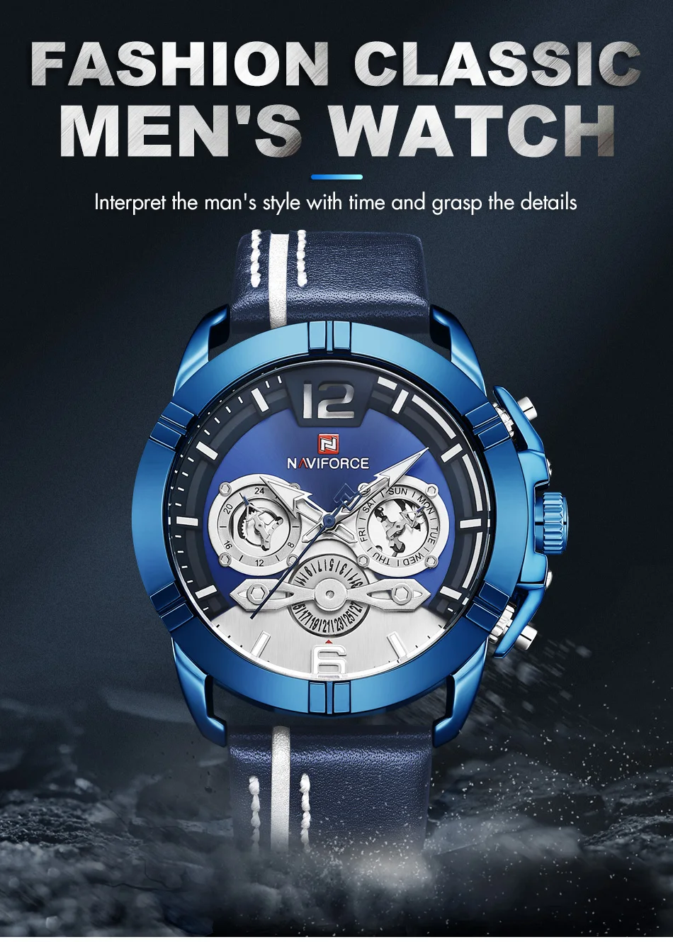 NAVIFORCE Luxury Brand Men Watch Sports Quartz Men’s Wrist Watches Leather Waterproof Male Clock Date Analog Relogio Masculino