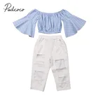 2 шт.комплект, детский топ с открытыми плечами и расклешенными рукавами