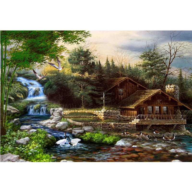 

3D Diy Diamond Painting Handmade Cross Stitch Kit Diamond Embroidery Dream Cottage 5D Diamond Mosaic Paste Pattern Beads