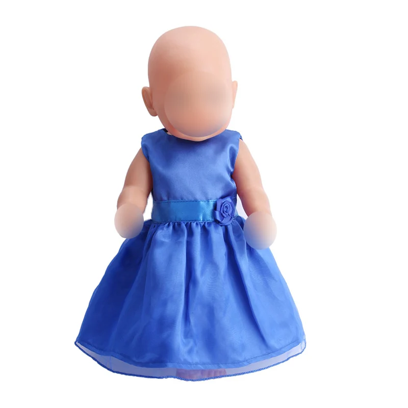 

Doll clothes fashionable Royal blue evening dress fit 43 cm baby dolls and 18 inch Girl dolls accessories f104