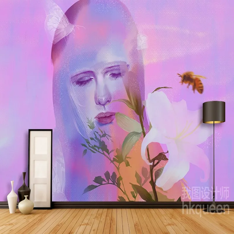 Бесплатная Доставка Современные мечта бабочка цветок фон настенной живописи