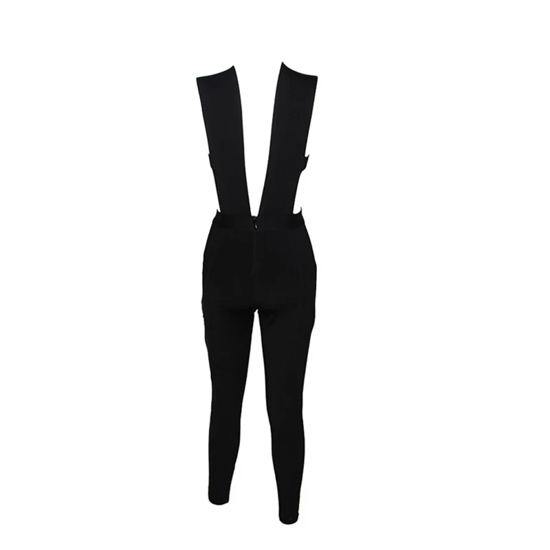 

Wholesale 2020 New Arrive Women's Deep V Jumspuit Sexy Leeveless Hollow Out Knitting Bodycon Bandage Jumpsuits Dropship