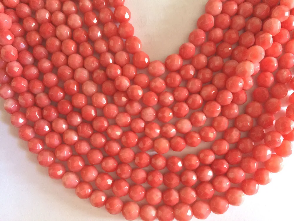 

Jewelry 00588 16" STRAND BEAUTIFUL 5MM ROUND FACETED PINK CORAL BEADS 10pc
