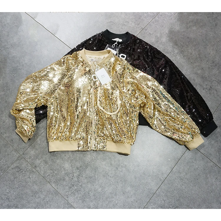 Cakucool полный расшитая блестками куртка весна украсить Бейсбол бомберы Bling