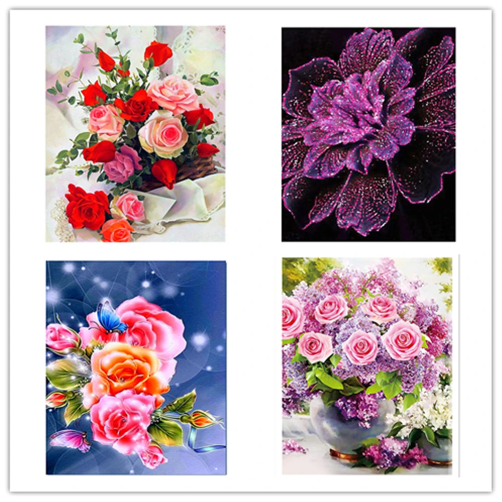 DIY Алмазная Картина Красивые цветы полная дрель кристалл искусство настенные