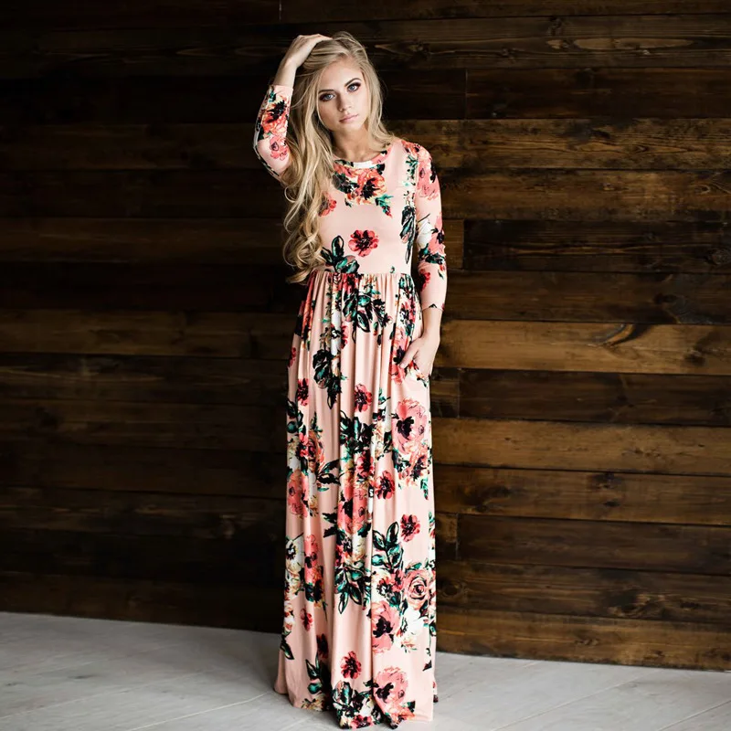 Женское пляжное платье Boho длинное вечернее с цветочным принтом лето 2019|Женские