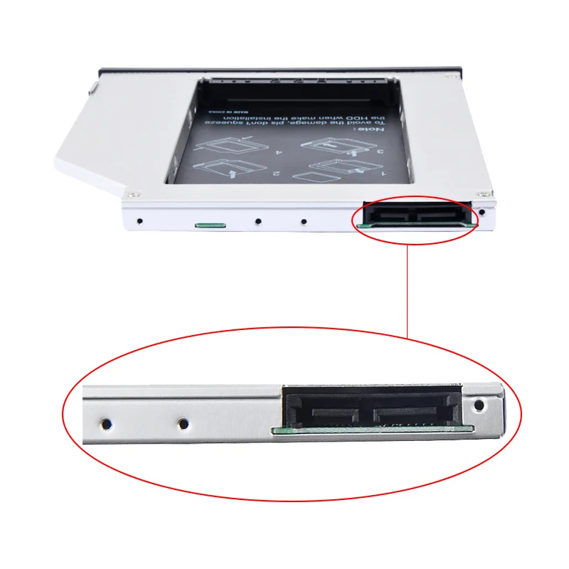 DeepFox Алюминий Optibay 2nd HDD Caddy 9,5 мм SATA 3,0 коробка для жесткого диска корпус DVD адаптер 2,5 SSD 2 ТБ для Dell E6400