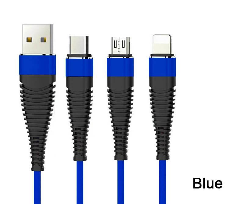 Синий Suntaiho 3 в 1 USB кабель для iphone X micro usb кабель для Xiaomi mi9 type C кабель для зарядки iphone кабель для зарядки micro usb - Цвет: Синий