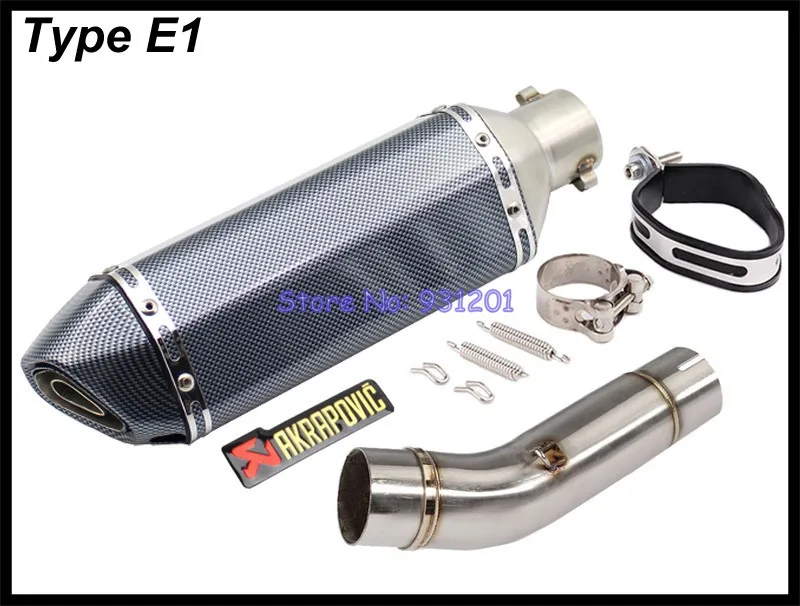 Мотоцикл выхлопная труба akrapovic глушитель выхлопной трубы Слипоны для CB400 CB400F сертификатом от сертификационной 400 подключения труба среднего звена с Концевая выхлопная труба Побег - Цвет: Type E1