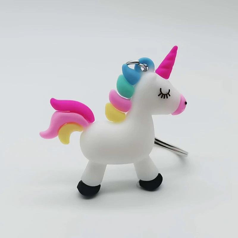 Мультяшный мягкий ПВХ Единорог брелок резиновый 3D аниме милый животное лошадь