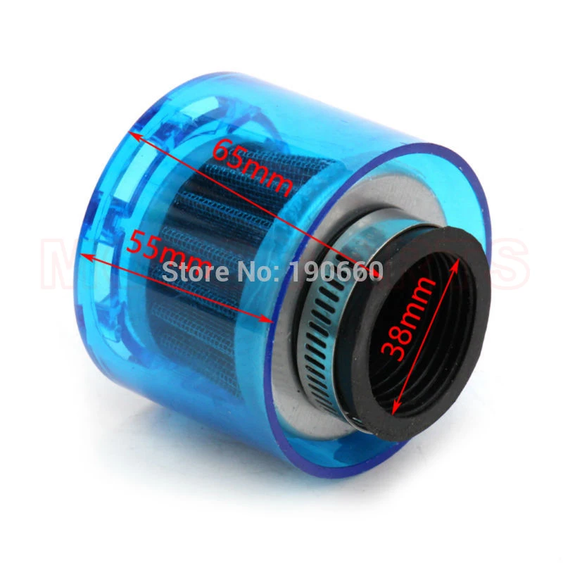 

Universal Blue 35mm 38mm Motorcycle Motorbike Air Filter Cleaner 100cc 125cc ATV PIT Dirt Bike Splash Proof