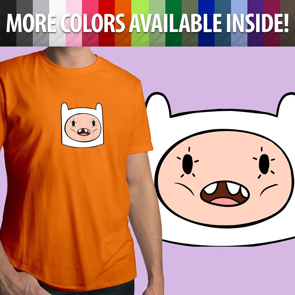 Мужская футболка унисекс с круглым вырезом Adventure Time Amazed Happy Finn Face Head | одежда