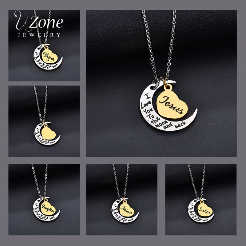Ожерелье с кулоном UZone Moon Heart ожерелье подвеской в виде сердца для мамы