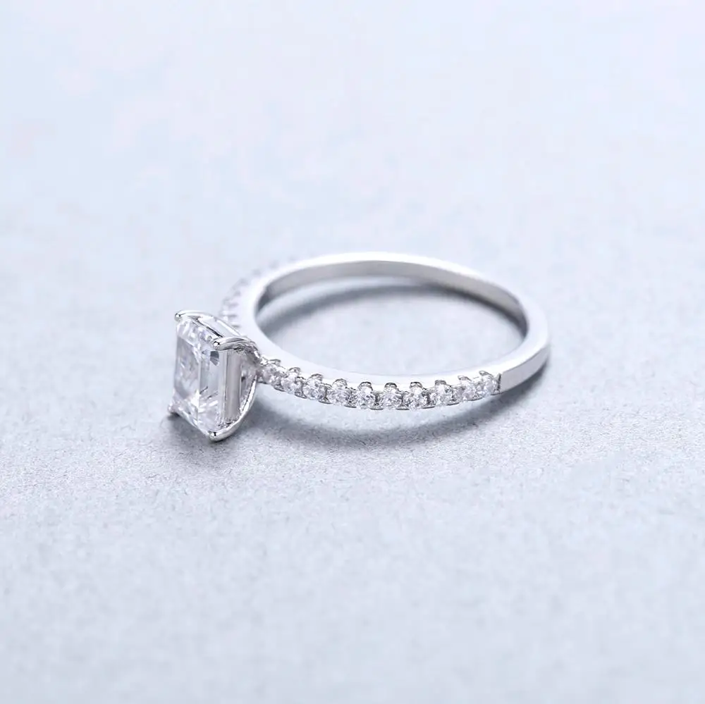 Жемчужное балетное 925 пробы, серебряное, белое, CZ кольцо, 1.28Ct, изумрудная огранка, кубический цирконий, обручальные кольца для женщин, хорошее ювелирное изделие