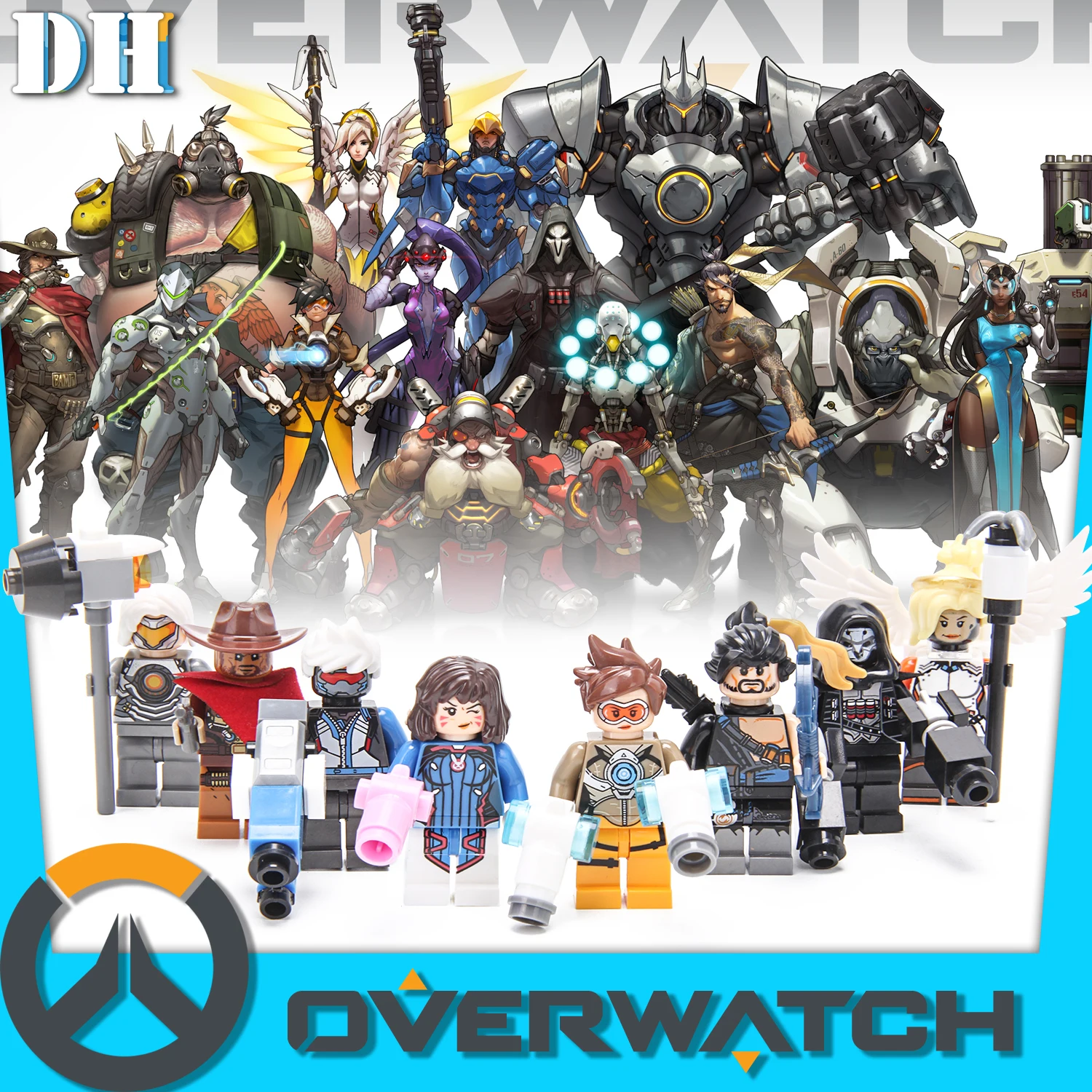 Однопродажные строительные блоки D.Va Reinhardt Wilhelm Jesse.Mccree Reaper Soldier76 Shimada Hanzo фигурки