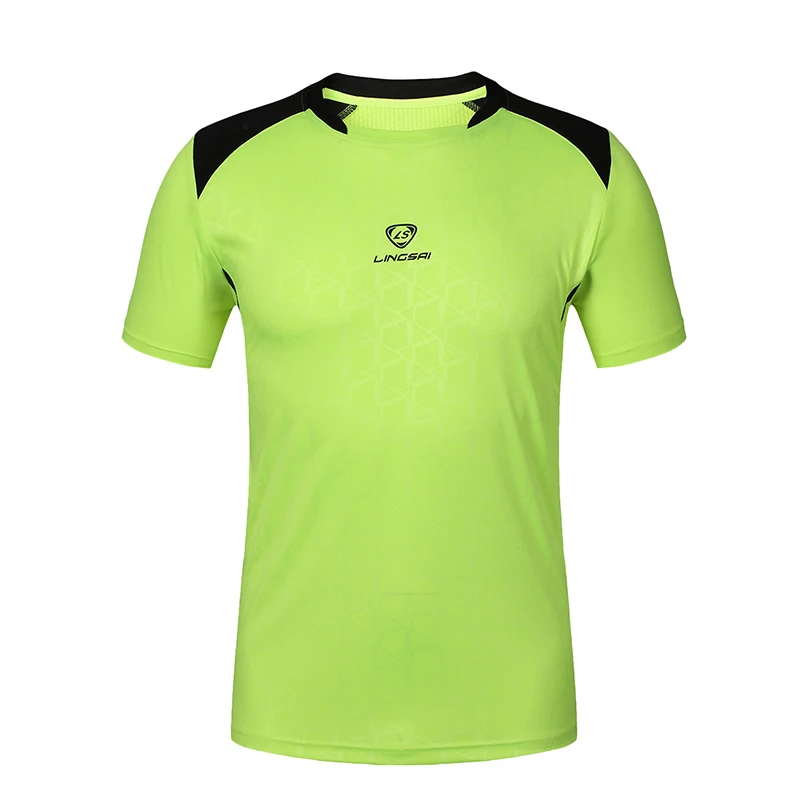 LS011 Green Цветная футболка для бега, мужские топы, футболки, мужская футболка для тренировок, бадминтона, короткий рукав, для спортзала, фитнеса, футбола, Майки для пеших прогулок - Цвет: LS011 Green