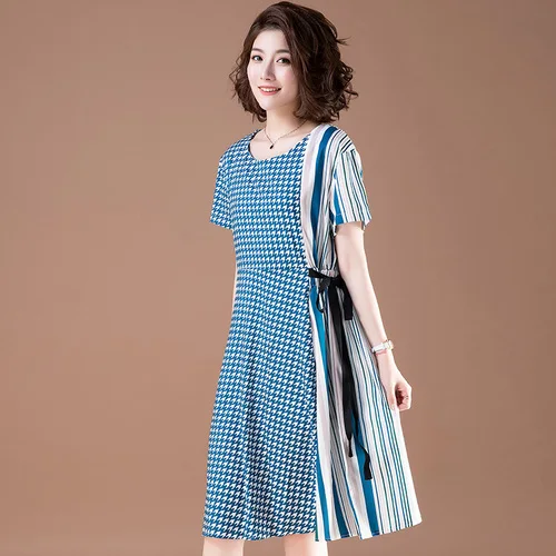 2019 летнее зеленое Ретро клетчатое Повседневное платье женское свободное плюс