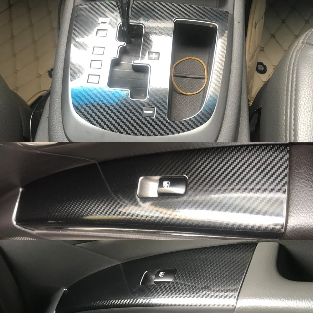 Для Старого hyundai SantaFe 2006-2012 внутренняя Центральная панель управления дверная ручка наклейки из углеродного волокна наклейки аксессуары для автомобиля