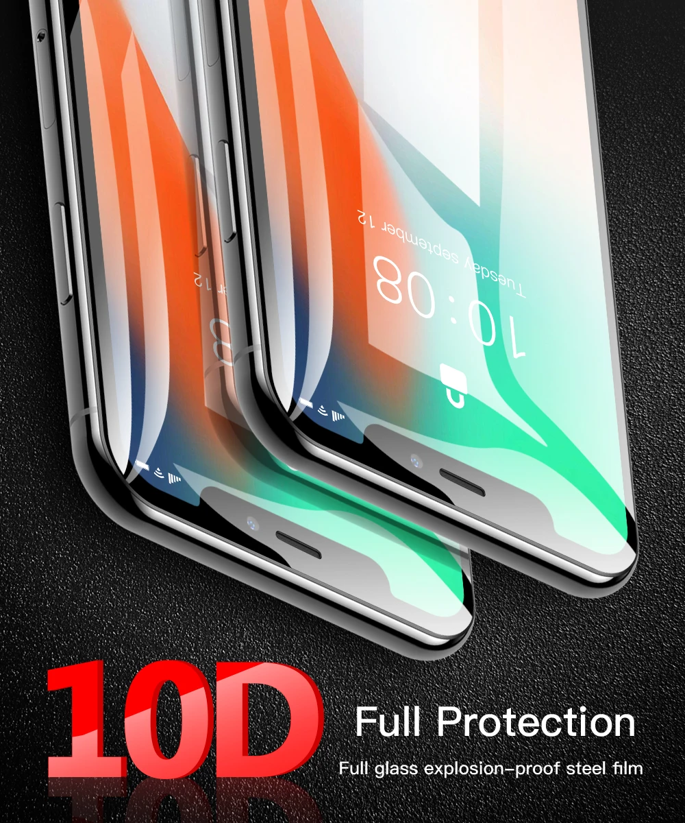 Защитное стекло для iPhone 6 6s Plus X Xs Max XR закаленное защитное стекло 10D с закругленными краями для iPhone 7 8 Plus