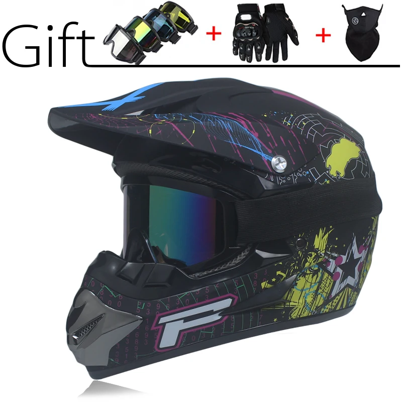 New off-road helmet Mountain bike motorcycle ATV downhill mountain DOT 3 free gift Suitable for kid | Автомобили и мотоциклы