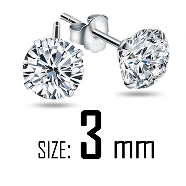 3mm Malanda модные серебряные серьги-гвоздики из натуральной 925 пробы, белые кристаллические циркониевые Канальные серьги для женщин, свадебные ювелирные изделия, подарок - Окраска металла: 3mm