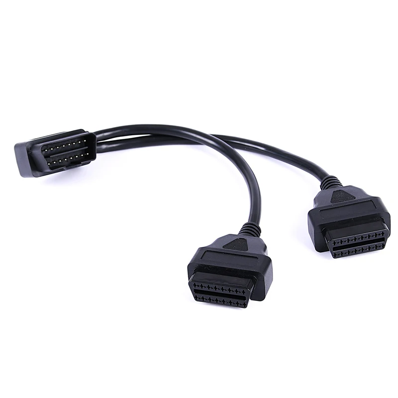 KWOKKER 40 см OBD 2 OBDII Y адаптер сплиттер кабель Мужской к двойной женский OBD2 Y диагностический инструмент автомобильный соединительный кабель J1962 порты