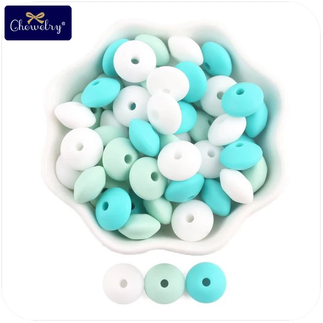 Turquoise Series CHEWELRY силиконовая бусина 40 шт. детский силиконовый Прорезыватель в форме сердца пищевой детский Кулон Жемчужный силиконовый маленький стержень детские товары игрушка - Цвет: Turquoise Series