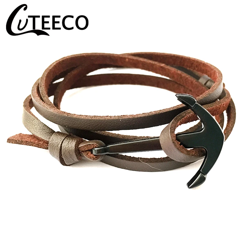 CUTEECO Прямая поставка Модный черный цвет темно синий якорь браслеты для мужчин