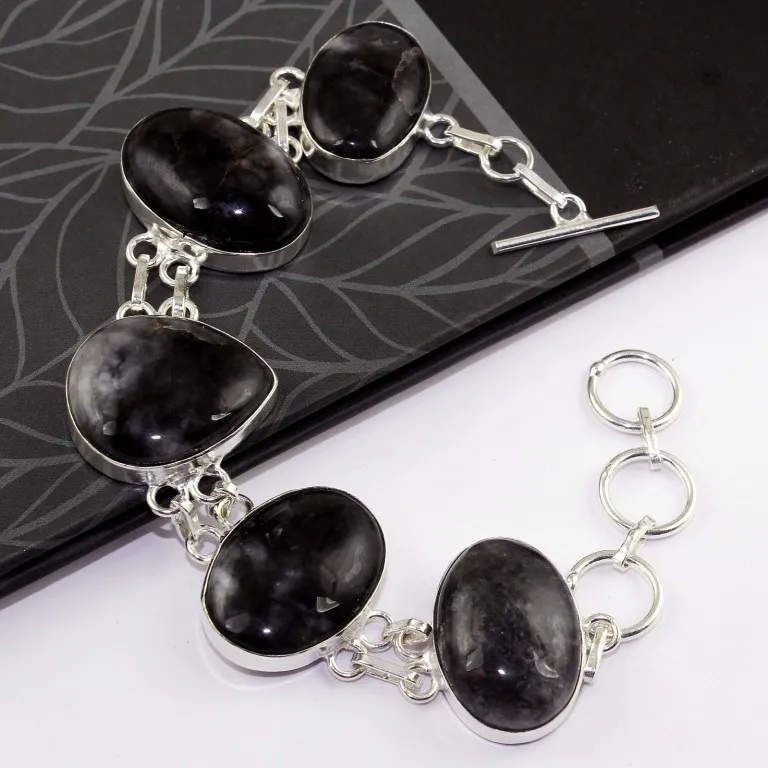Белый браслет Jaspper серебряное покрытие над медью 20 6 см B0012|bracelet silver|bracelet braceletsilver