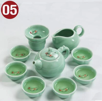 05 Чайный набор TANGPIN longquan celadon с рыбками, керамический чайник, керамическая чайная чашка, китайский чайный набор кунг-фу, посуда для напитков - Цвет: 05