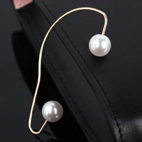 double simulated pearl golden bending stick whole ear auricle women clip earrings