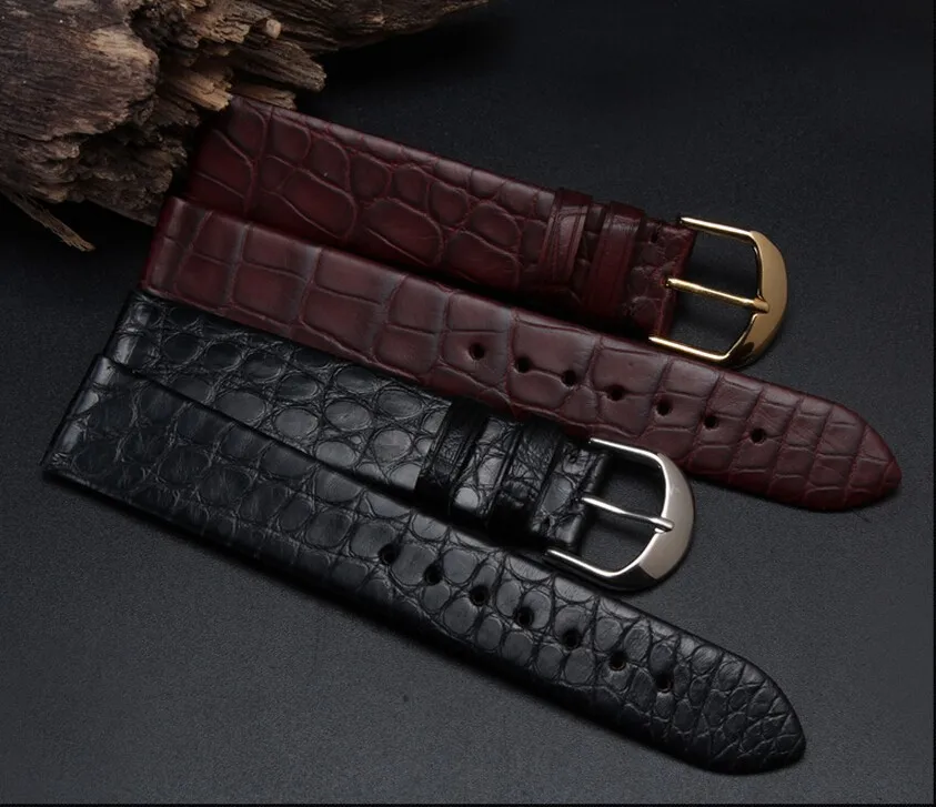Ремешок для часов из натуральной крокодиловой кожи Ультратонкий браслет с