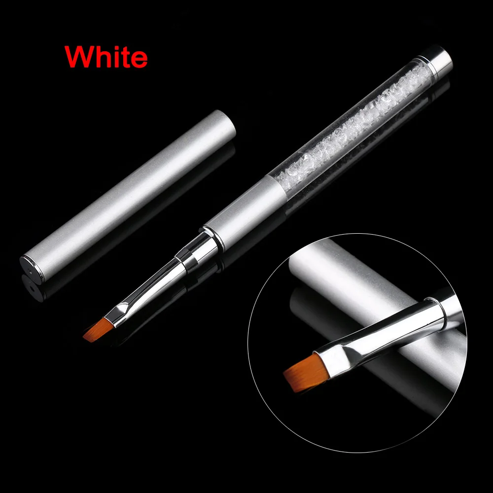 Белый Цельнокроеное платье ногтей UV GEL Кристалл акриловая Живопись Рисунок Pen Лак для ногтей кисть инструмент - Цвет: Белый