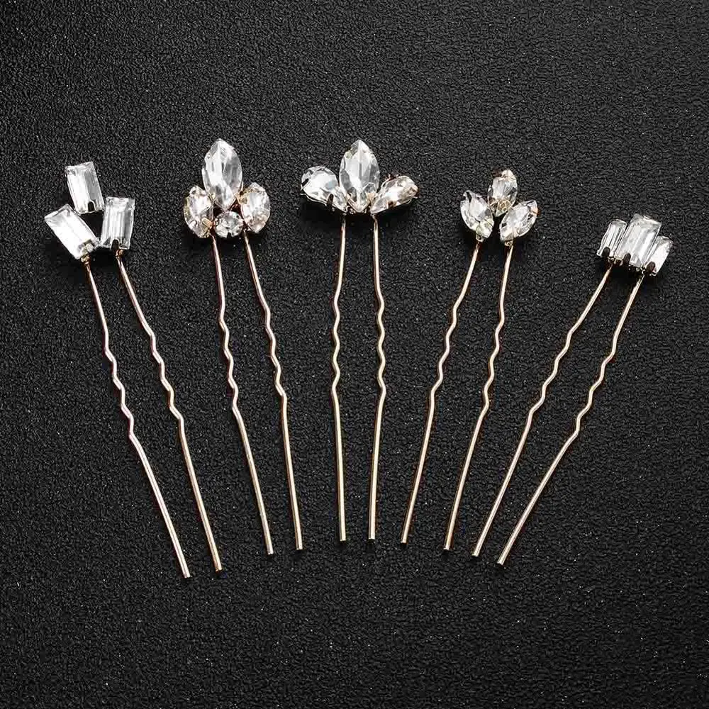 5Pcs HS-J4718-G Miallo, модные стразы, головной убор, свадебные аксессуары для волос, Австрийские хрустальные шпильки для волос, женские заколки для волос, ювелирные изделия - Окраска металла: 5Pcs HS-J4718-G