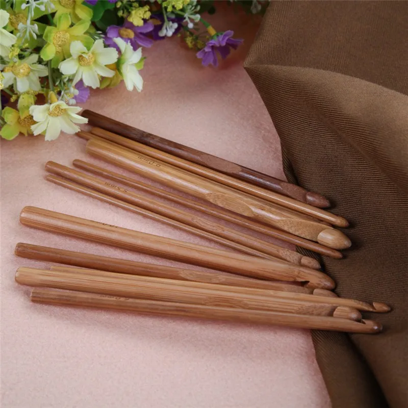 2017 новейшие 20 шт бамбуковые крючки для вязания крючком набор спиц с чехлом|bamboo