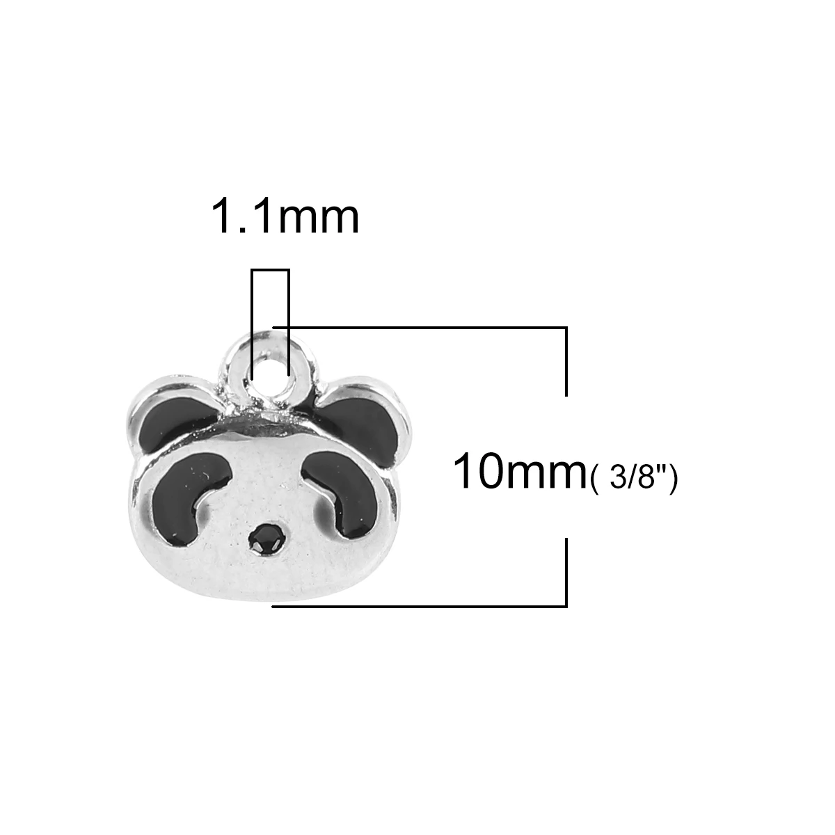 Zinc Based Alloy Charms Panda Animal silver color Black Enamel 10mm( 3/8&quot) x 10 PCs | Украшения и аксессуары