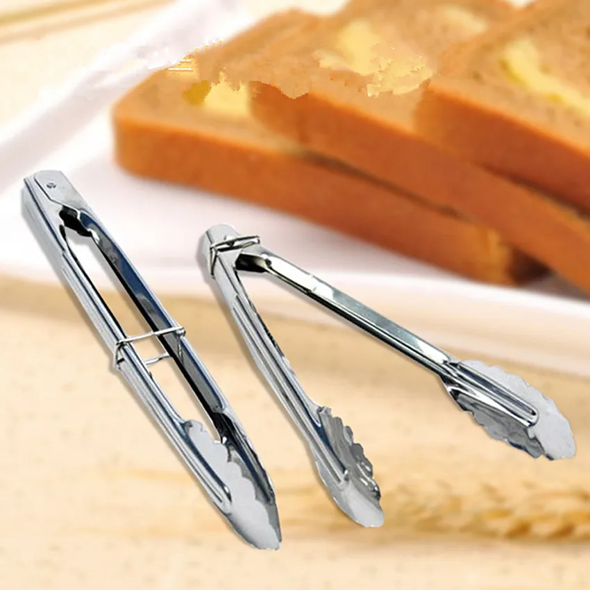 

9 inch stainless steel Multifunctional Barbecue BBQ clip Scallop Shape Lock Design Baking Pastry Clip Clamp BBQ Food Tongs