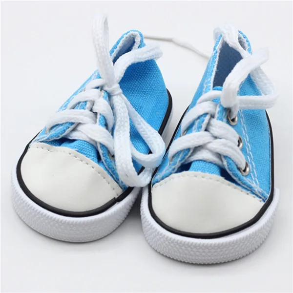 Blue Color Розовые/белые/ковбойские/красные кукольные туфли для 18 дюймов, детские кроссовки ручной работы, одежда для девочек, аксессуары 43 см, Детская кукла - Цвет: Blue Color