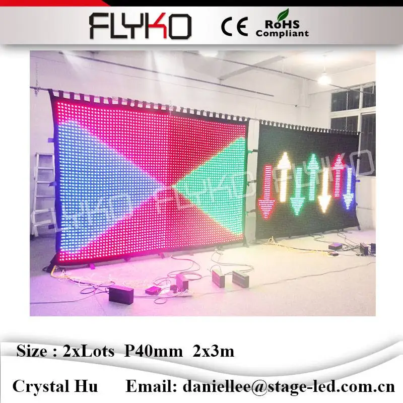 Гибкая светодиодная видеосъемка p40мм 2х6м ткань для вечеринки Прокат|led video curtain|led