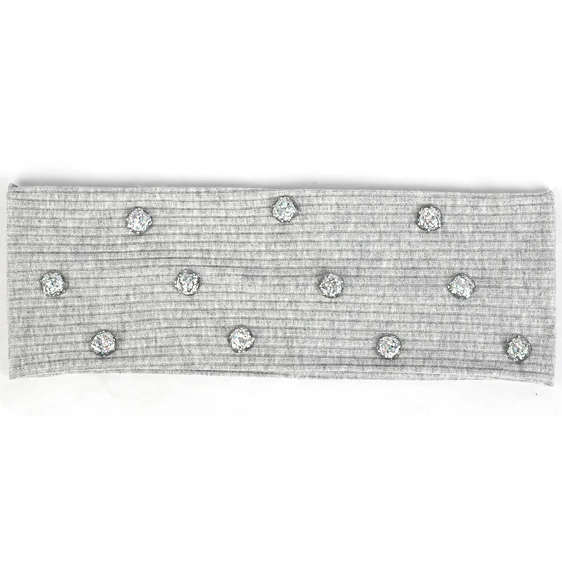Light Silver Новая модная женская головная повязка, Повседневная смола, блестки для волос, аксессуары для девочек, Женская ребристая повязка для волос, ручная работа, хлопок, эластичная DZ758 - Цвет: Light Silver