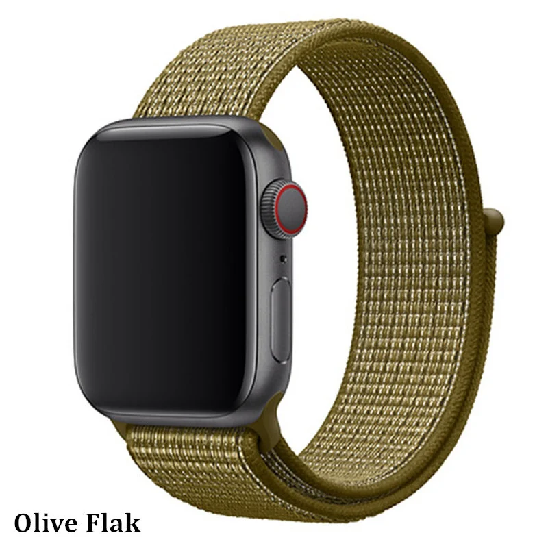 Нейлоновый ремешок для apple watch 5 4 полосным 44 мм/40 мм в едином положении во время занятий легкой атлетикой, apple watch 42mm 38 мм и нержавеющая сталь металлический корпус наручных часов iwatch серии 5/4/3/2 разноцветный коннектор ремешок для часов - Цвет ремешка: Olive Flak