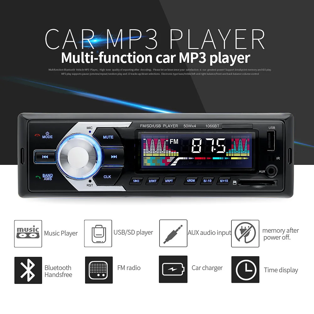 Авторадио 1 din автомобильный Радио стерео плеер Bluetooth телефон AUX IN MP3 FM/USB/1 Din/пульт