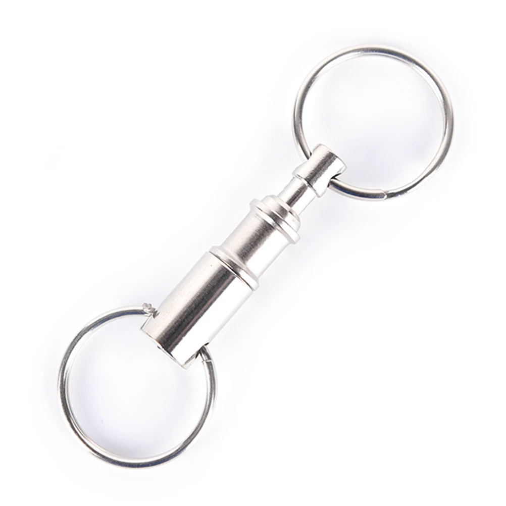 Dual Detachable Key Ring Removable Keyring Quick Release Keychain Snap Lock Holder Steel Chrome Plated Pull-Apart Rings | Украшения и